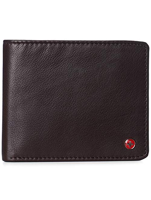 Alpine Swiss RFID Luka Men's Flip ID Wallet Deluxe Capacity Bifold With Divided Bill Section Comes in a Gift Box