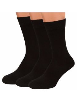 Black Dress Socks Men, 3 packs Rich European Organic Cotton Crew Sized AIR SOCKS