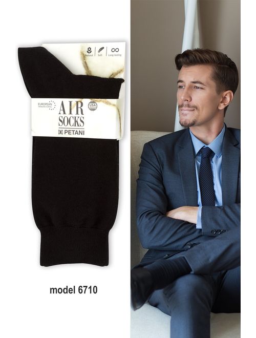 Black Dress Socks Men, 3 packs Rich European Organic Cotton Crew Sized AIR SOCKS