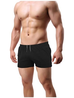 Muscle Alive Mens Bodybuilding Shorts 3" Inseam Cotton