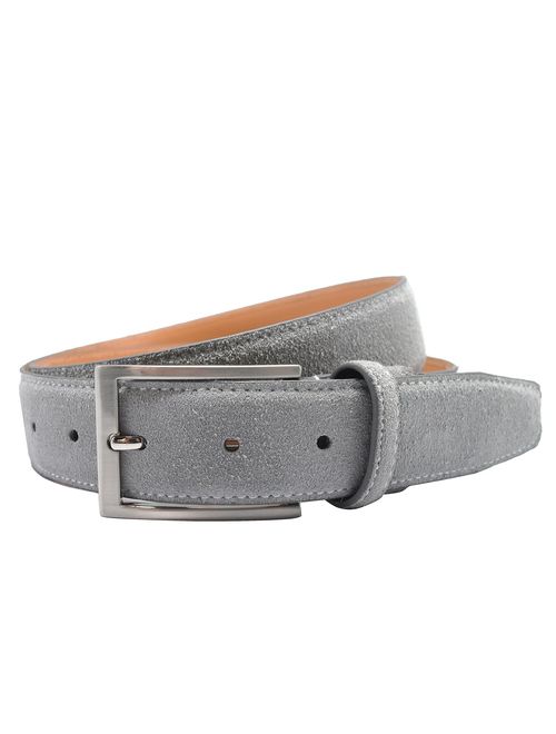 Ground Mind Men's Suede Leather Belt Fashion Casual Belts with Prong Buckle