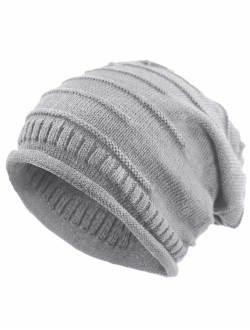 Dahlia Men's Cable Knit/Slouchy Style/Dual-Layer Beanie, Soft & Warm Hat