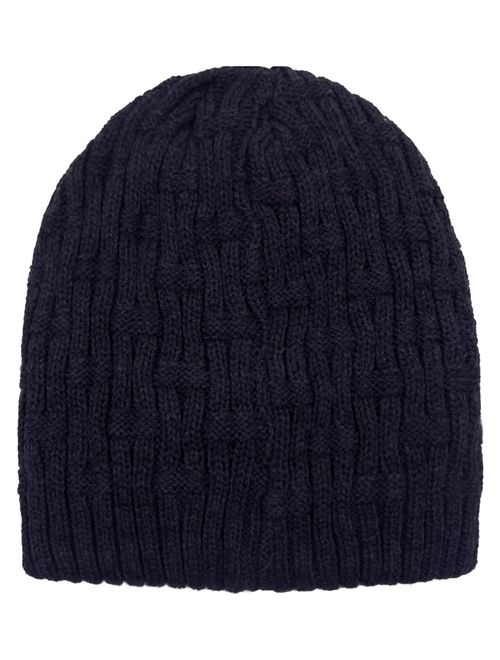 Dahlia Men's Cable Knit/Slouchy Style/Dual-Layer Beanie, Soft & Warm Hat