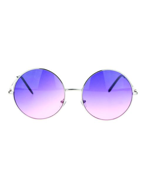 Hippie Retro Groovy Gradient Oversize Circle Lens Round Lennon Sunglasses