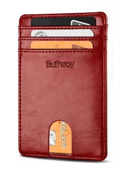 Buffway Slim Minimalist Card Holder Leather Wallet for Mens & Womens