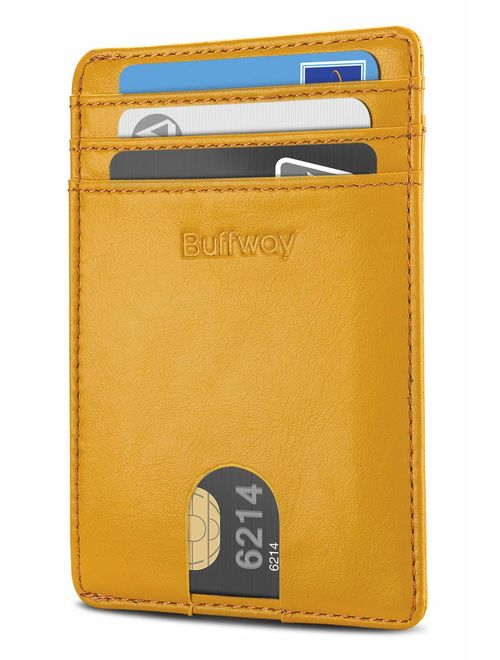 Buffway Slim Minimalist Card Holder Leather Wallet for Mens & Womens