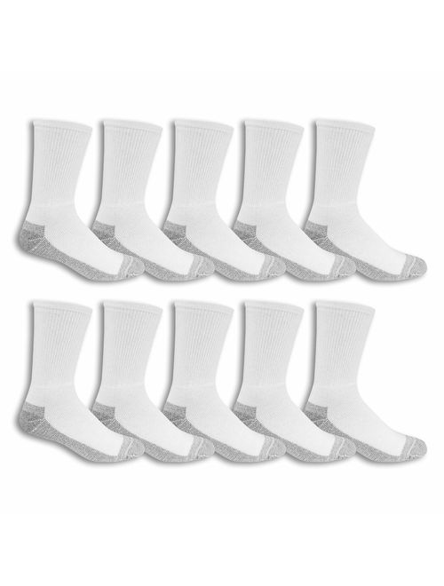 Fruit of the Loom Men's Cotton Work Gear Crew Socks | Cushioned, Wicking, Durable | 10 Pack