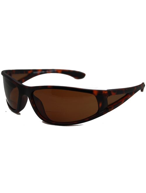 In Style Eyes Del Mar Polarized Wrap Nearly Invisible Line Bifocal Sunglass Readers