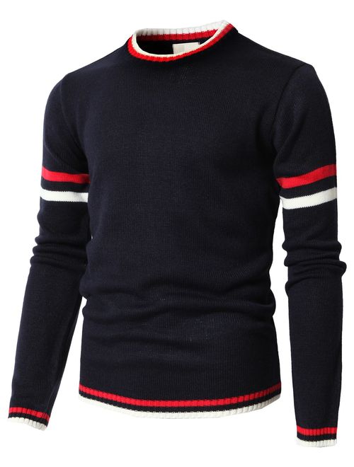 H2H Mens Casual Slim Fit Pullover Sweaters Knitted Long Sleeve Basic Designed