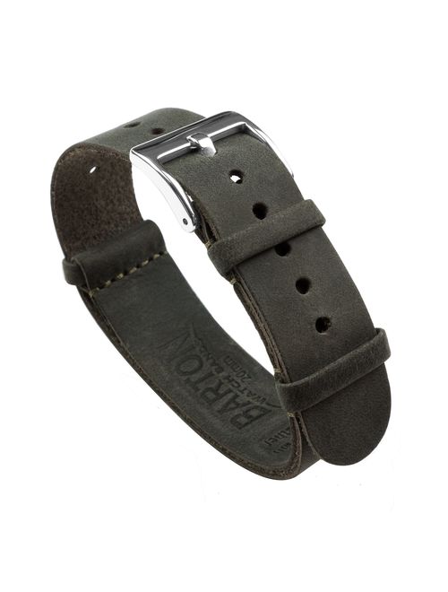 Barton Leather NATO Style Watch Straps - Choose Color, Length & Width - 18mm, 20mm, 22mm, 24mm Bands