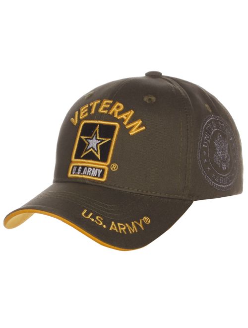 US Army Official License Structured Front Side Back and Visor Embroidered Hat Cap