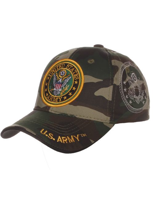 US Army Official License Structured Front Side Back and Visor Embroidered Hat Cap