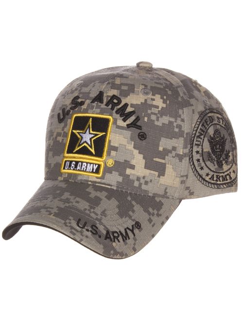 US Army Official License Structured Front Side Back and Visor Embroidered Hat Cap