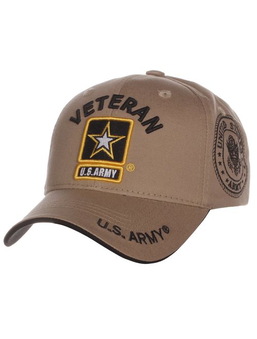 US Army Official License Structured Front Side Back and Visor Embroidered Hat Cap