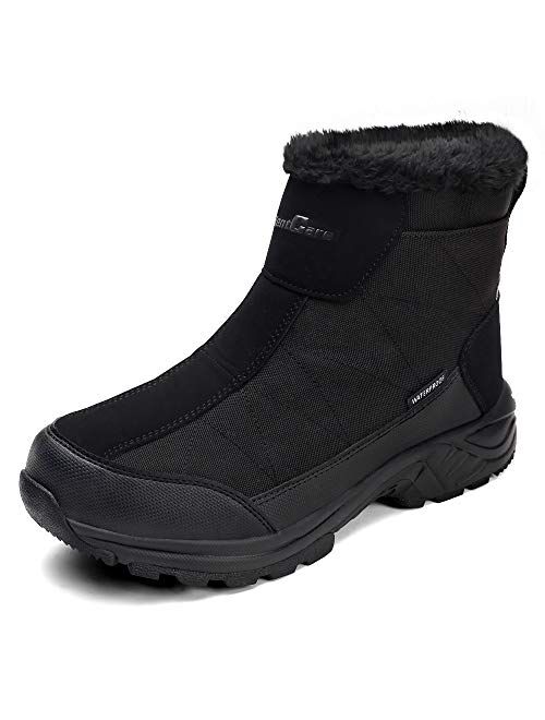 Buy SILENTCARE Men's Warm Snow Boots, Fur Lined Waterproof Winter Shoes ...