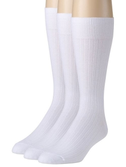 Men's Socks Soft Ribbed Knit Classic Cotton Mid-Calf Crew Dress Socks 3 & 6 Pack