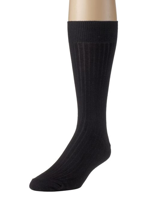 Men's Socks Soft Ribbed Knit Classic Cotton Mid-Calf Crew Dress Socks 3 & 6 Pack