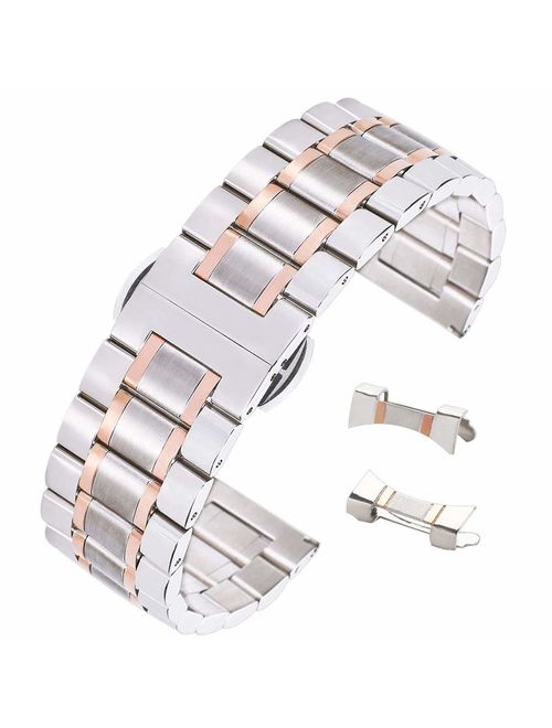 Stunning Brushed Stainless Steel Watch Strap Replacement with Straight&Curved End