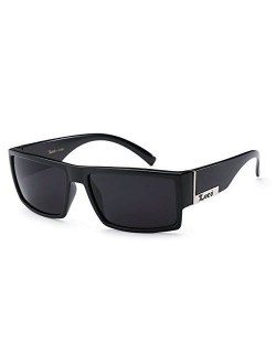 Locs Mens Flat Top Gangster Sunglasses Black Silver Frame 91026