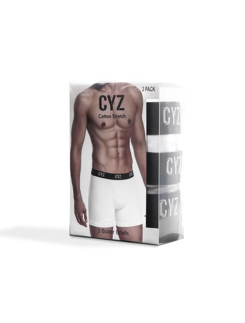 CYZ Men's 3-PK Cotton Stretch Boxer Briefs and Trunks for Men Pack of 3