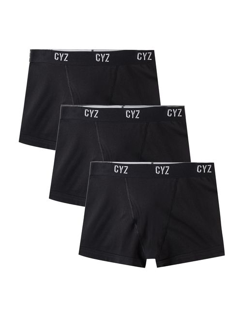 CYZ Men's 3-PK Cotton Stretch Boxer Briefs and Trunks for Men Pack of 3