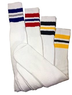 Mens Classic Three Stripe Sports Tube Socks Size 13-15 (4-Pairs)