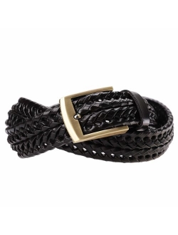 Tanpie Fashion Men's Braided Belt Leather Strap for Jeans