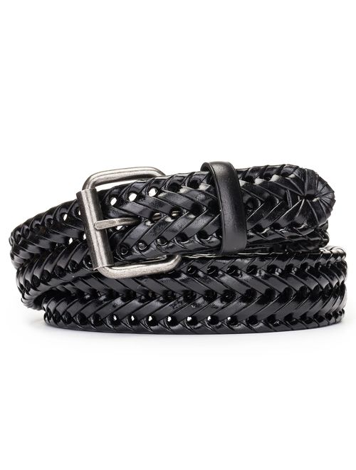 Tanpie Fashion Men's Braided Belt Leather Strap for Jeans