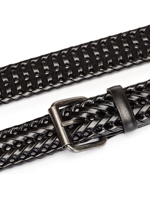 Tanpie Fashion Men's Braided Belt Leather Strap for Jeans