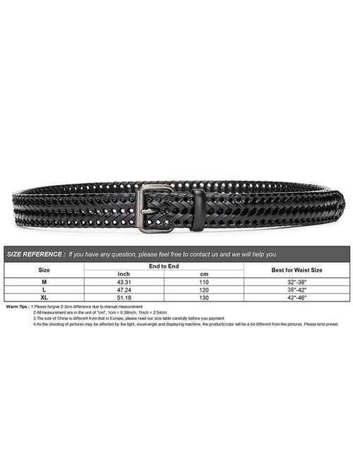 Tanpie Fashion Men's Braided Belt Leather Strap for Jeans