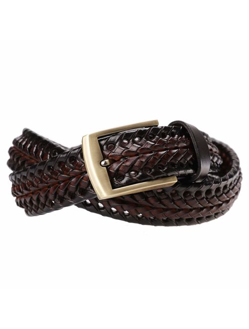 Tanpie Fashion Men's Braided Belt Leather Strap for Jeans