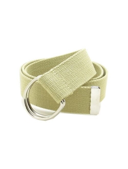 Canvas Web Belt Double D-Ring Buckle 1.5" Wide with Metal Tip Solid Color