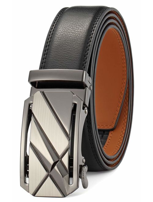 Men's Belt Ratchet Dress Belt with Automatic Buckle Brown/Black-Trim to Fit-35mm wide