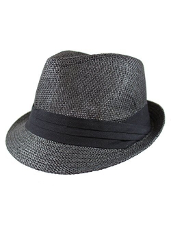 Gelante Summer Fedora Panama Straw Hats with Black Band