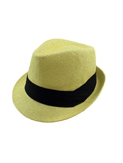 Gelante Summer Fedora Panama Straw Hats with Black Band