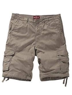 Match Men's Cotton Solid Relaxed Fit Above Knee Cargo Shorts