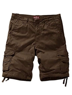 Match Men's Cotton Solid Relaxed Fit Above Knee Cargo Shorts