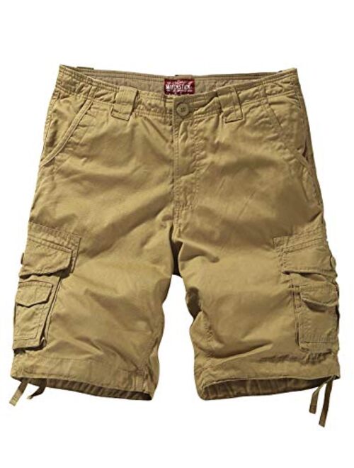 Match Men's Cotton Solid Relaxed Fit Above Knee Cargo Shorts