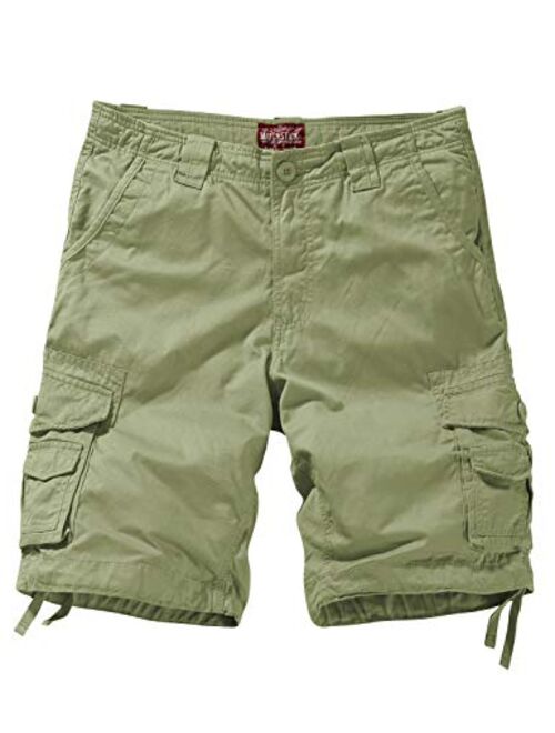 Match Men's Cotton Solid Relaxed Fit Above Knee Cargo Shorts