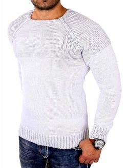 Taoliyuan Mens Pullover Sweater Winter Ribbed Knitted Color Block Comfort Stylish Twisted Long Sleeves Sweaters