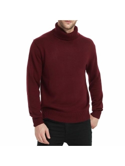 Kallspin Men's Merino Wool Blend Relax Fit Turtle Neck Sweater Pullover