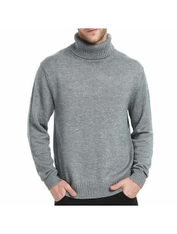 Kallspin Men's Merino Wool Blend Relax Fit Turtle Neck Sweater Pullover