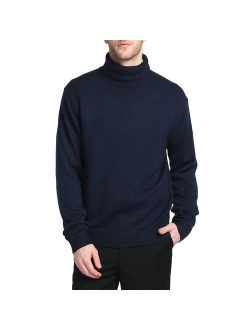 Kallspin Men's Merino Wool Blend Relax Fit Turtle Neck Sweater Pullover