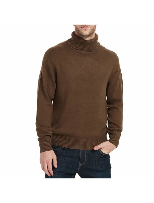 Kallspin Men's Merino Wool Blend Relax Fit Turtle Neck Sweater Pullover