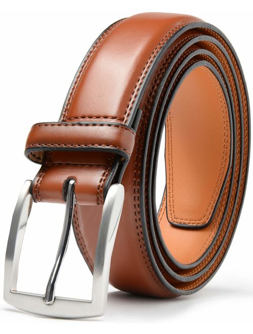 Mark Fred Men's Genuine Leather Dress Belt, Handmade, 100% Cow Leather