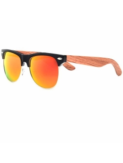 Ablibi Bamboo Wood Semi Rimless Sunglasses with Polarized Lenses in Original Boxes