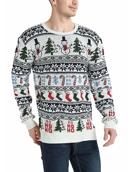 Daisyboutique Men's Christmas Rudolph Reindeer Holiday Sweater Cardigan Cute Ugly Pullover