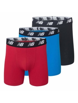 Men's No-Fly Cotton Performance Boxer Briefs, 5 Inch Inseam (3 Pack of Men's Underwear)