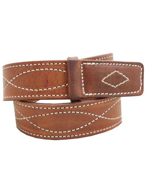 Men's Mechanics Style Oiled & Waxed Leather Belt - 1 1/2 w/Figure 8 Stitching