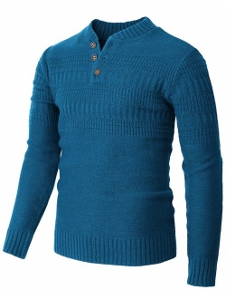 H2H Mens Casual Slim Fit Pullover Sweaters Long Sleeve Cable Knitted Sweater with Button Closure